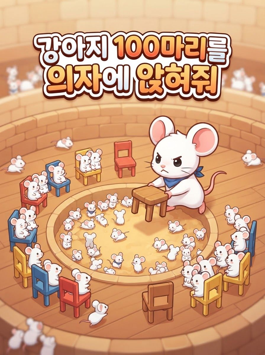 강아지 100마리를 의자에 앉혀줘