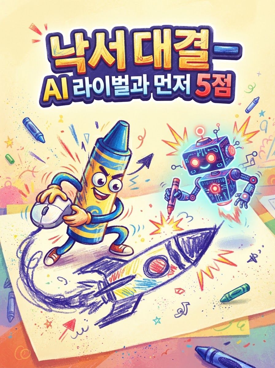 낙서 대결 — AI 라이벌과 먼저 5점