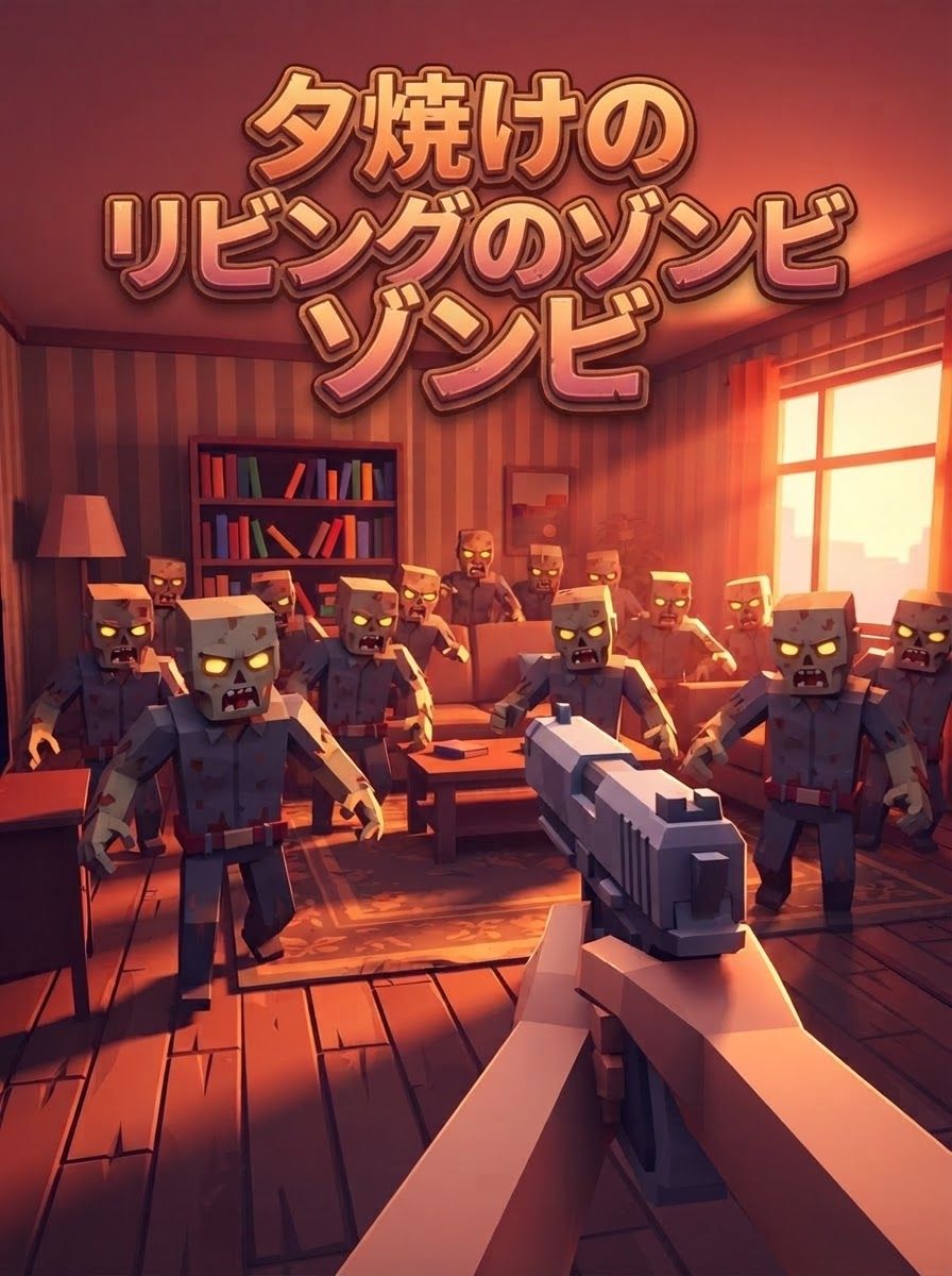夕焼けのリビングのゾンビ
