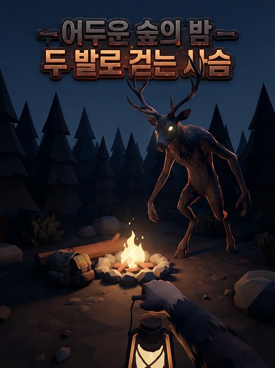 어두운 숲의 밤 — 두 발로 걷는 사슴
