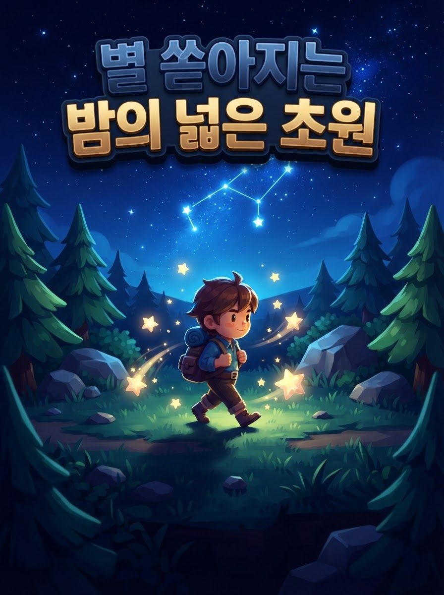 별 쏟아지는 밤의 넓은 초원