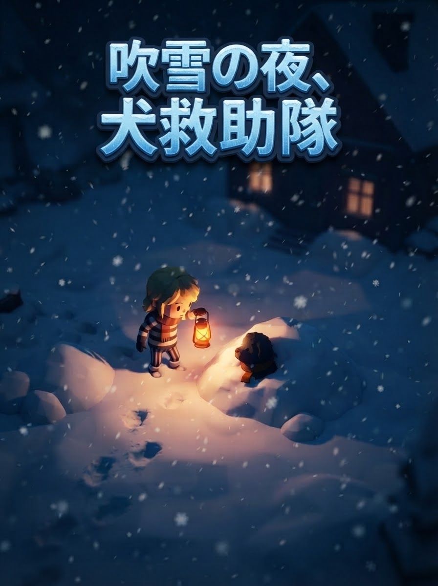 吹雪の夜、犬救助隊