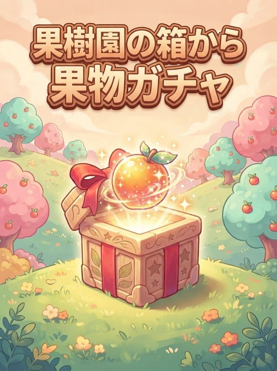 果樹園の箱から果物ガチャ