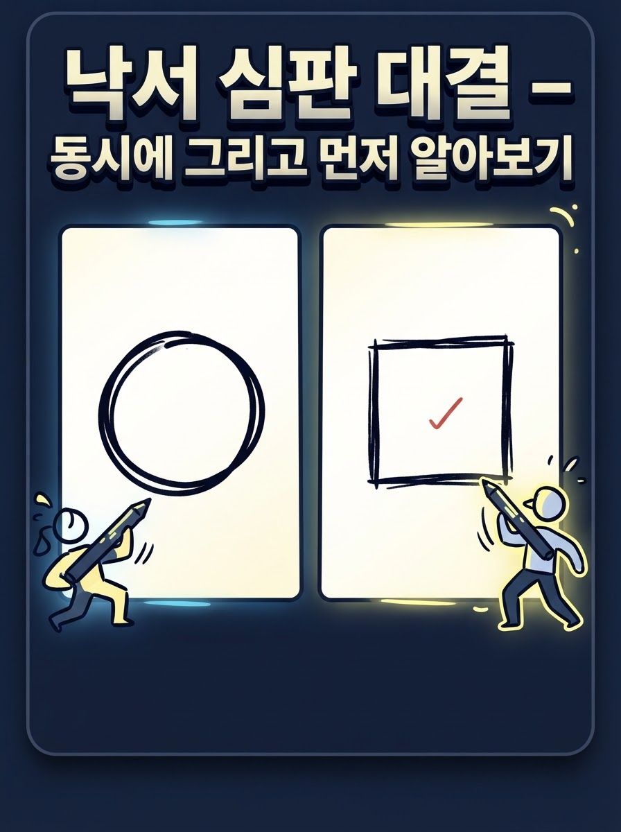 낙서 심판 대결 — 동시에 그리고 먼저 알아보기