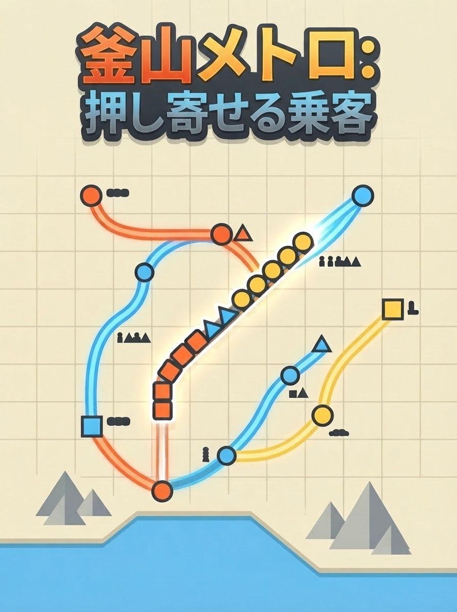 釜山メトロ：押し寄せる乗客