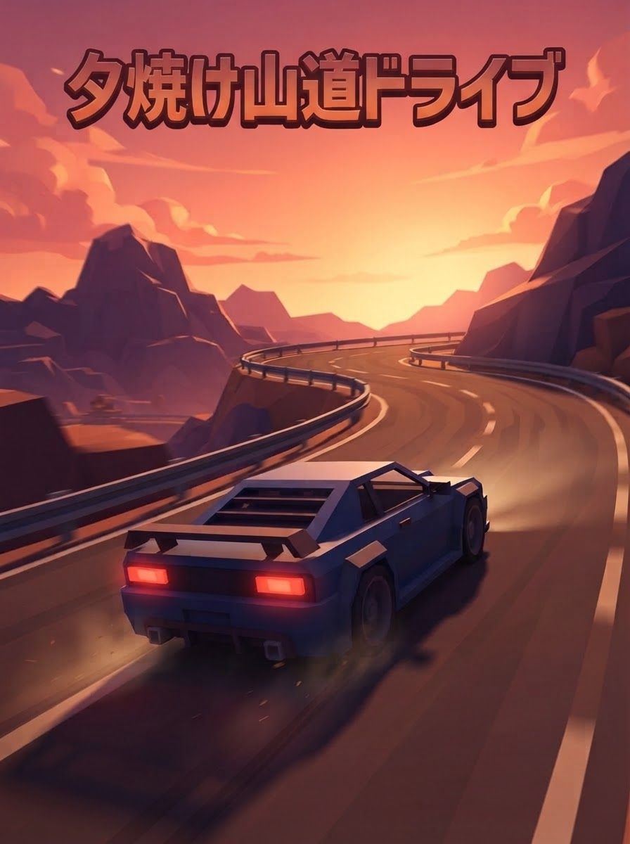 夕焼け山道ドライブ